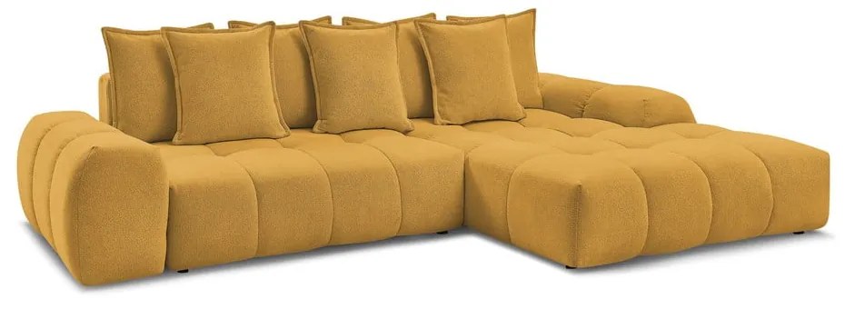 Шенилов сгъваем/с място за съхранение ъглов диван в цвят горчица (десен ъгъл) Everest – Bobochic Paris