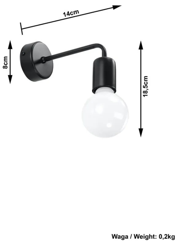 Черна стенна лампа Donato - Sollux