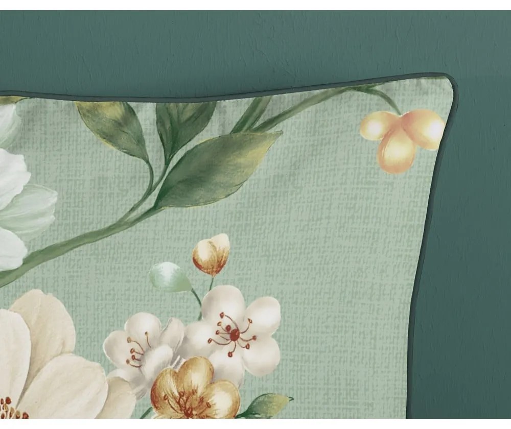 Зелено единично удължено спално бельо от памучен сатен 140x220 cm Sizena – Descanso