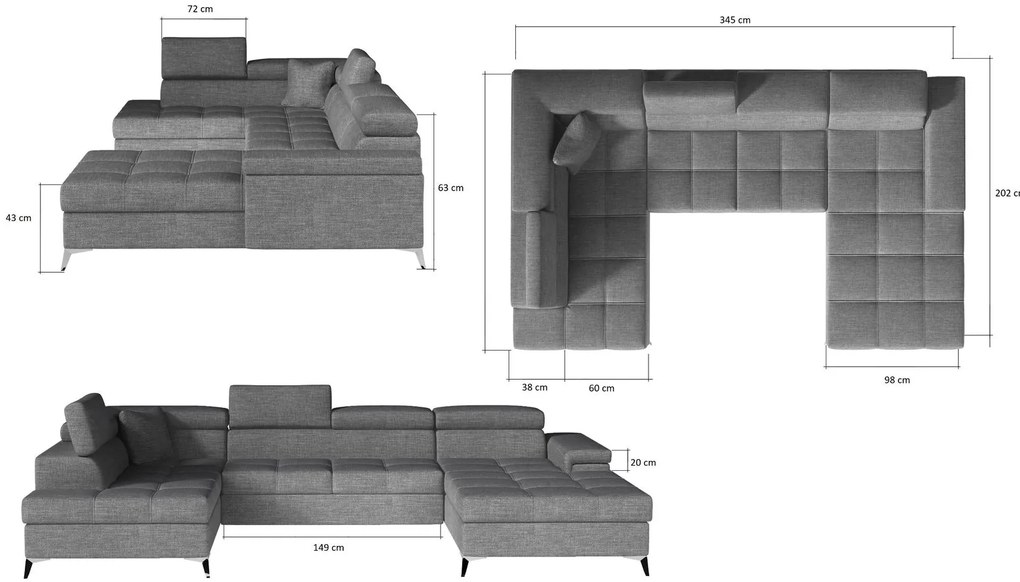 Ъглов диван Galeano-Left-Black-Gray
