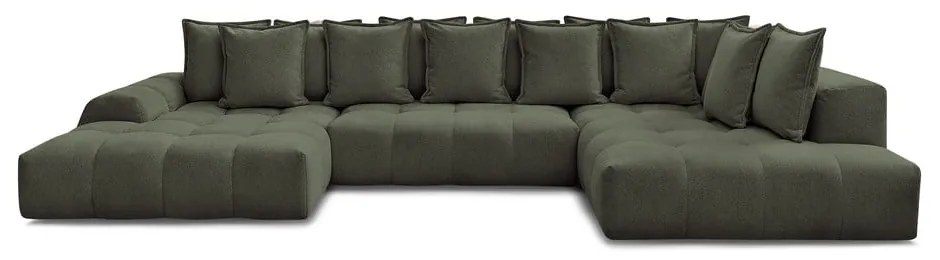 Зелен шенилов сгъваем/с място за съхранение ъглов диван (десен ъгъл/U форма) Everest – Bobochic Paris
