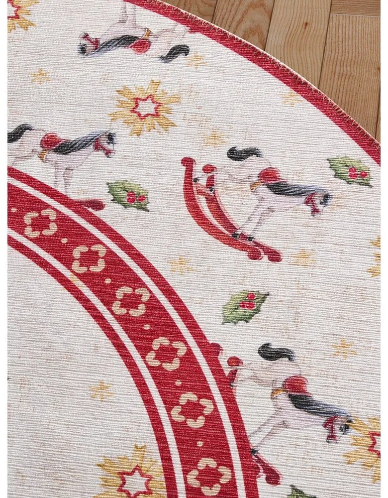 Червен кръгъл килим с коледен мотив ø 160 cm Toy's Delight Rocking Horse – Villeroy&Boch