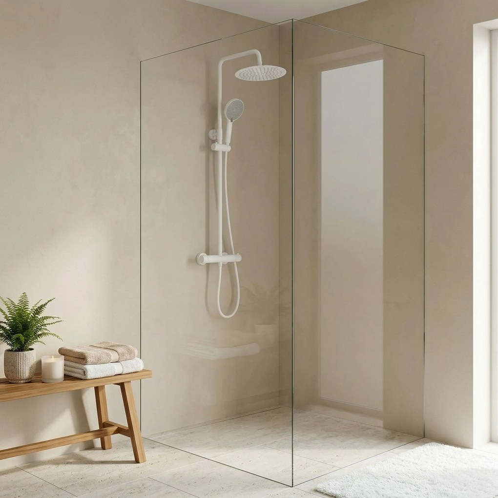 Душ комплект без чучур с термостат Rea Lungo White