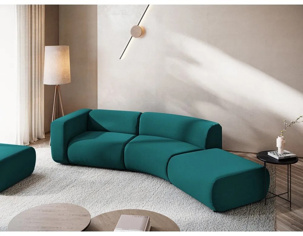 Тюркоазен кадифен шезлонг (десен ъгъл) Ekahi – Makamii