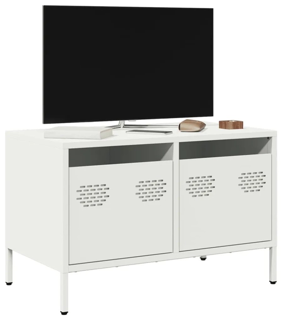 851237 vidaXL ТВ шкаф, бял, 68x39x43,5 см, студеновалцувана стомана
