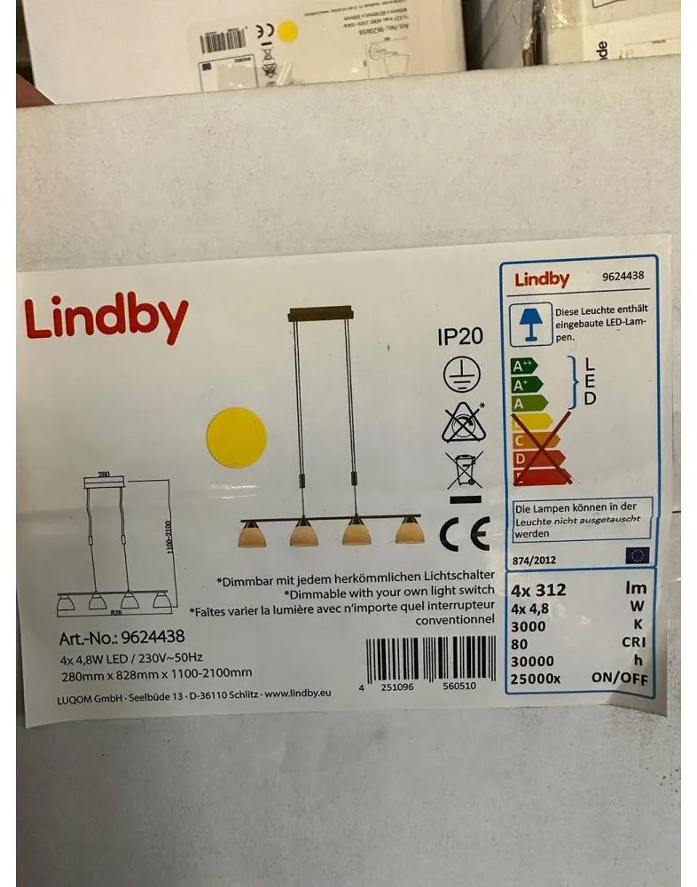 Lindby - LED Димируем пендел CERSEI 4xLED/4,8W/230V