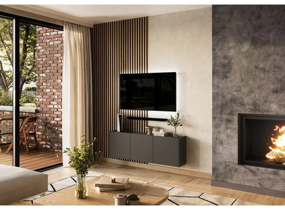 Антрацитна маса за телевизор 138x45 cm Piana – Germania