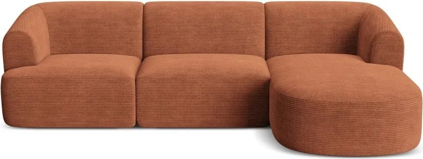 Теракотен ъглов диван от рипсено кадифе (десен ъгъл) Campi – Cosmopolitan Design