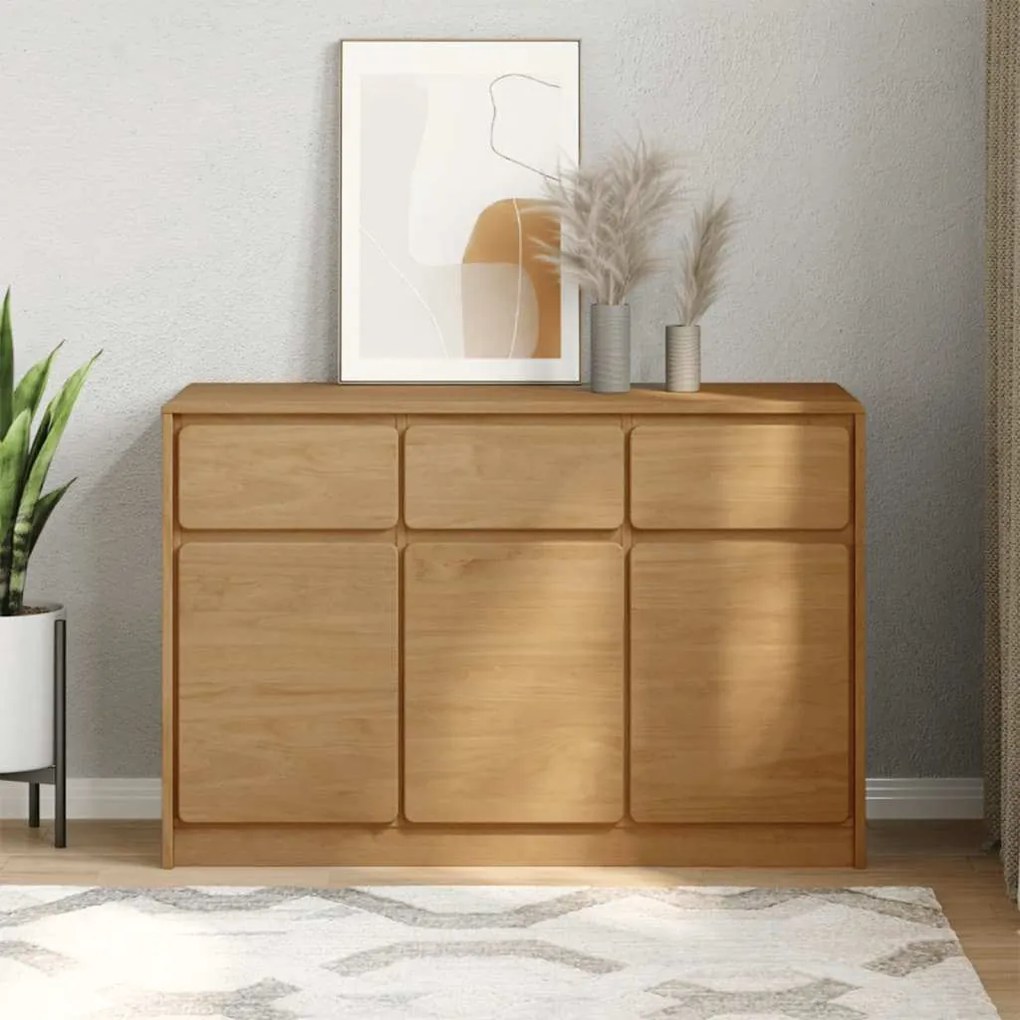 377601 vidaXL Бюфет "SAUDA", дъб, 114x43x75,5 см, борово дърво масив