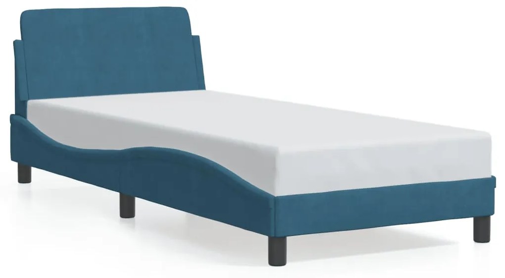 373096 vidaXL Рамка за легло с табла Dover, синя, 90x190 см, кадифе