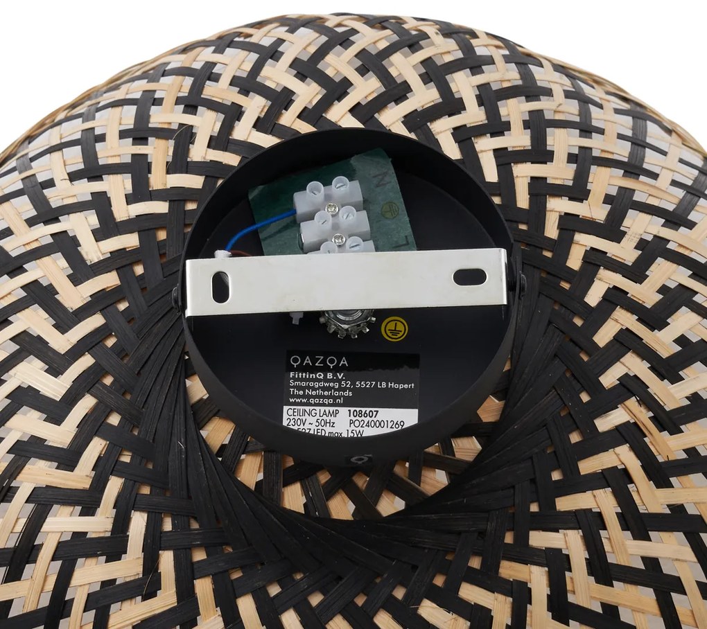 Таванно осветление в стил Арт Деко, черно бамбуково, 40 см - Alka