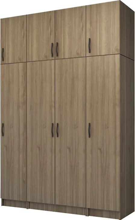 Шкаф с четири врати от меламин Vivian с кабинет в цвят орех 160x51,8x240см.