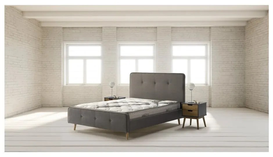 Сиво-кафяво нощно шкафче, изработено от масивна борова дървесина Baku - Marckeric