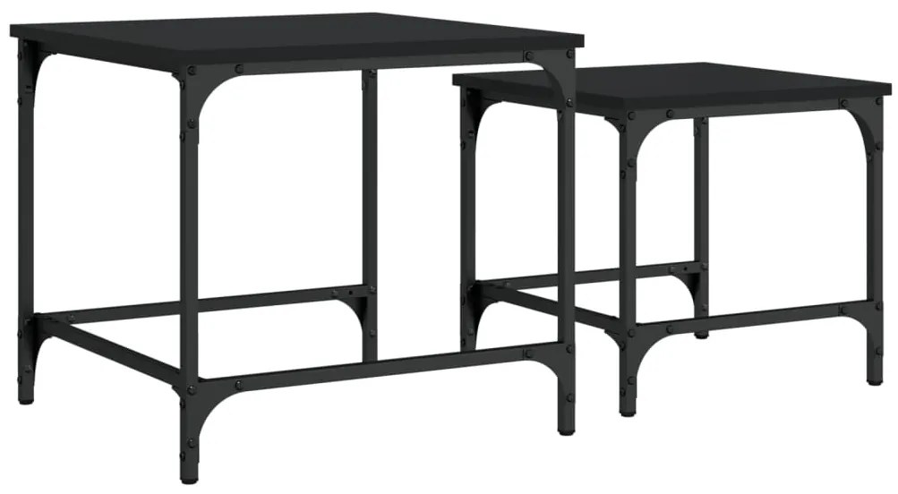 838918 vidaXL Стифиращи кафе маси, 2 бр, черни, инженерно дърво