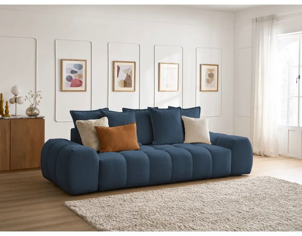 Тъмносин шенилов диван 278 cm Everest – Bobochic Paris