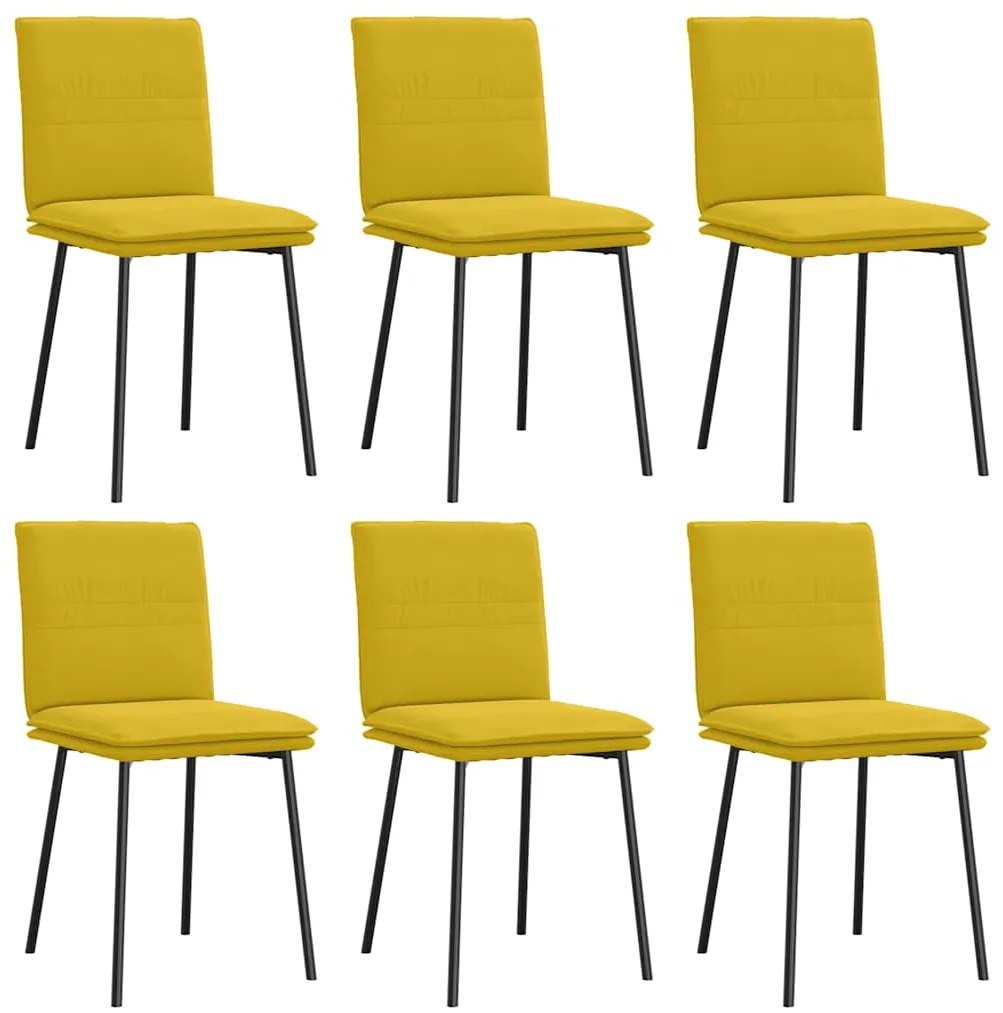 3315621 vidaXL Трапезни столове, 6 бр, жълти, кадифе