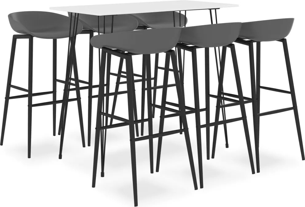 3057425 vidaXL Бар комплект от 7 части, бяло и сиво