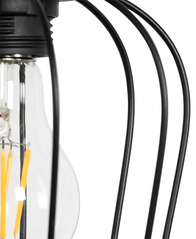 Интелигентен висящ аплик черен с дърво, вкл. 4 Wifi A60 - Stronk