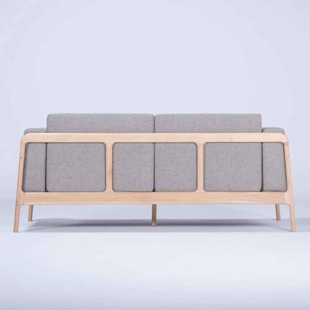 Сив диван с масивна дъбова конструкция , 180 см Fawn - Gazzda