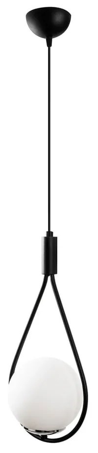 Черно-бяло висящо осветително тяло със стъклен абажур Mudoni – Opviq lights