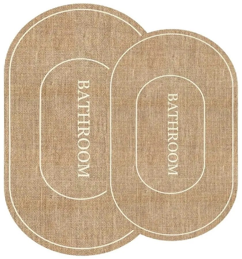 Кафяви и кремави килимчета за баня в комплект от 2 килимчета 60x90 cm Jute Look - Mila Home