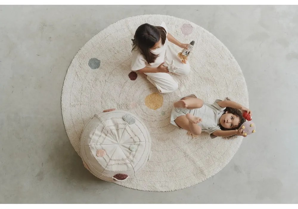 Бежово памучно детско килимче за игра ø150 cm Solar System – Lorena Canals