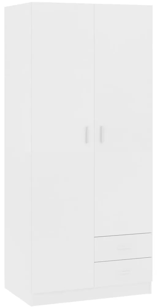800639 vidaXL Гардероб, бял, 80x52x180 см, инженерно дърво