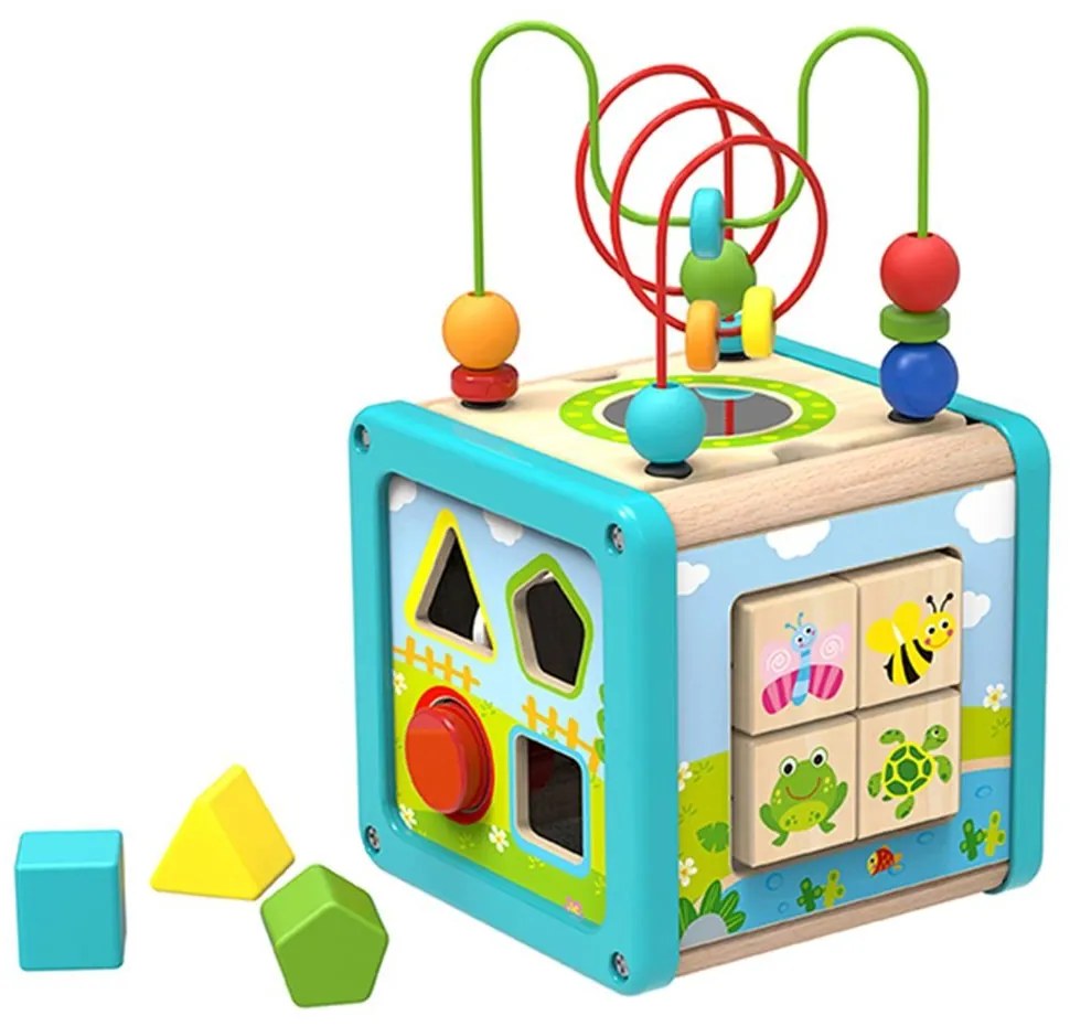 Tooky Toy - Дървен дидактически куб Слънчев ден TL088