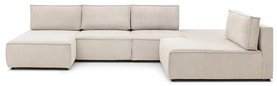 Кремав променлив велурен ъглов диван Nihad modular - Bobochic Paris