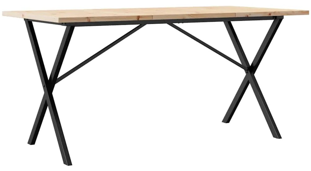 3282764 vidaXL Трапезна маса X-образна рамка 140x80x75,5 см бор масив и стомана