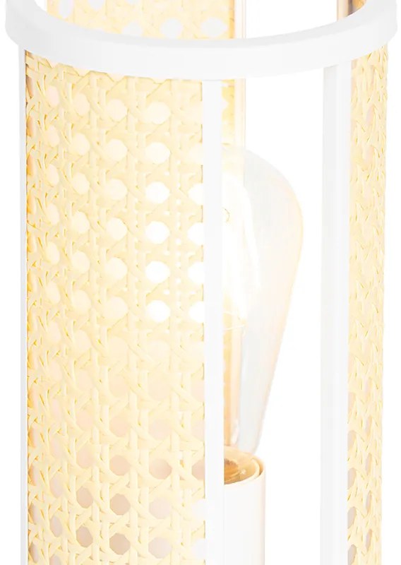 Ориенталска настолна лампа бяла с ратан 12 см - Akira