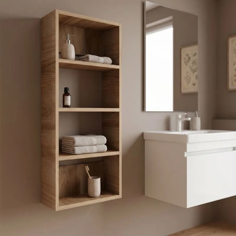 Рафт за стена Rafina TopMebel от меламин в цвят орех Ud 40x15x90cm
