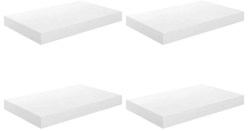 323744 vidaXL Окачени стенни рафтове, 4 бр, бял гланц, 40x23x3,8 см, МДФ
