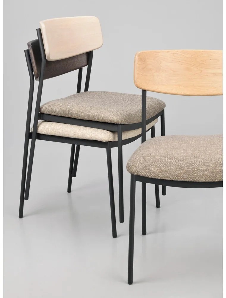 Трапезни столове в кремаво и тъмнокафяво в комплект от 2 бр. Maymont – Rowico