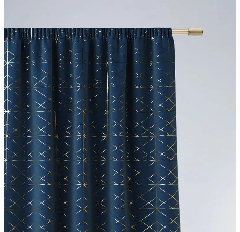 Луксозна завеса с перделик в прекрасна комбинация от гранатово синьо и златист цвят 140 х 260 см