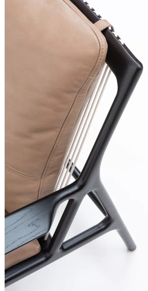 Черно-бежов кожен фотьойл Dedo - Gazzda