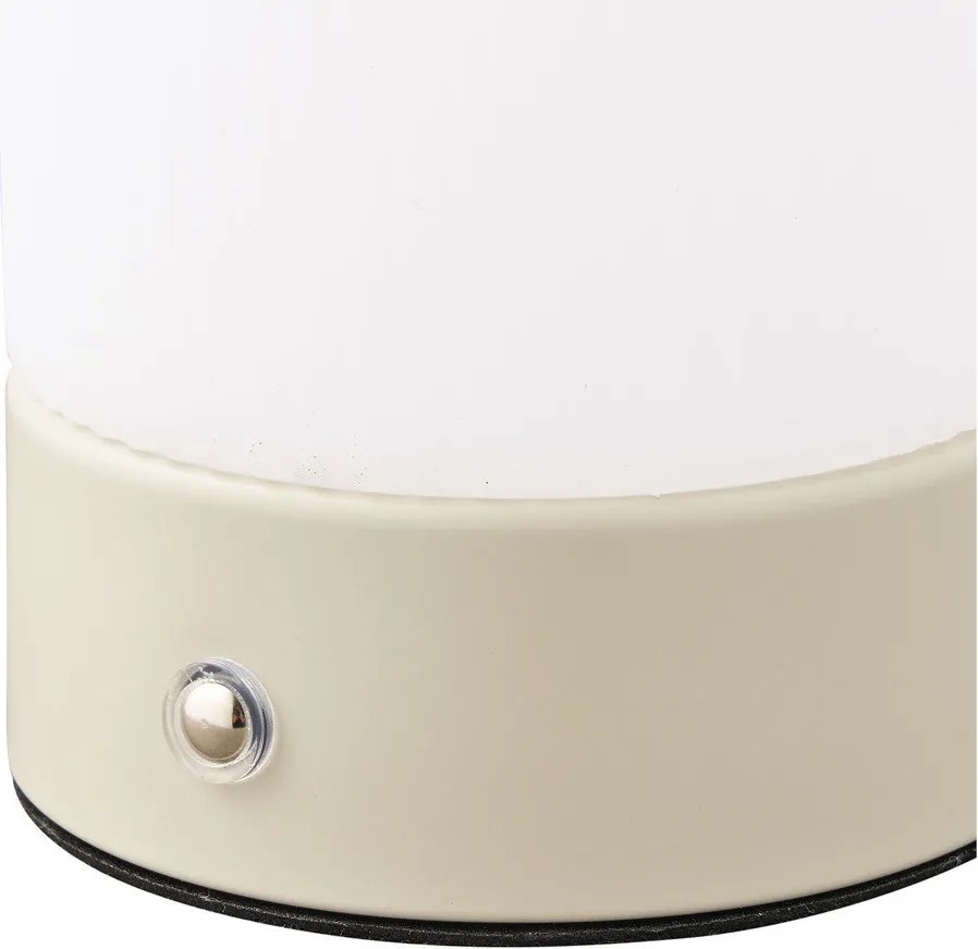 Бяла/кафяво-сива метална настолна лампа с пластмасов абажур (височина 18 cm) Ashford – House Nordic