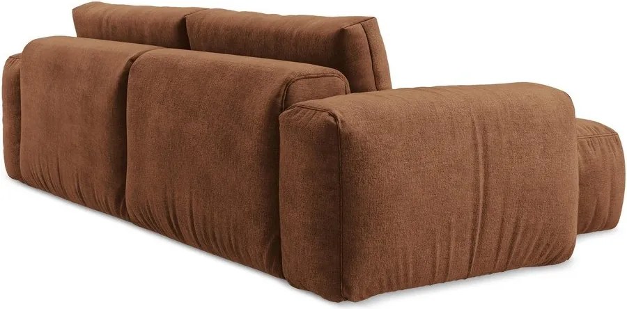 Теракотен шенилов сгъваем ъглов диван (ляв ъгъл) Kuki – Makamii