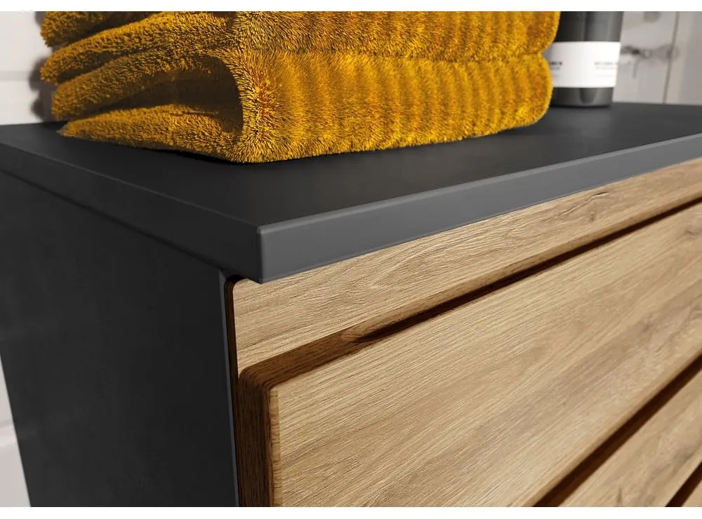 Тъмно сив шкаф за баня в дъб 60x97 cm Salinas - Germania