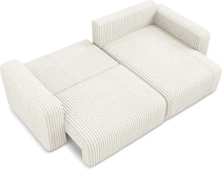 Кремав сгъваем/с място за съхранение ъглов диван от рипсено кадифе (десен ъгъл) Kona – Makamii