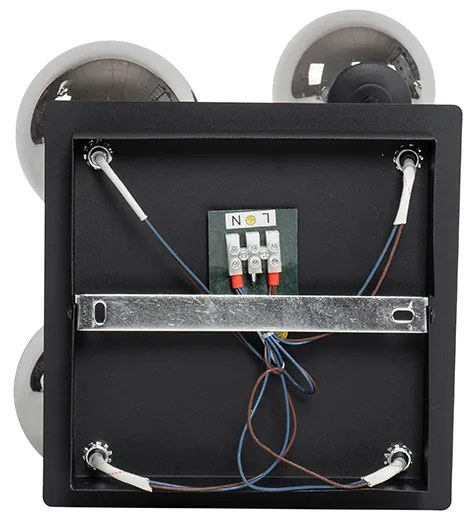 Модерна таванна лампа черна 5-лампа с димно стъкло - Атина