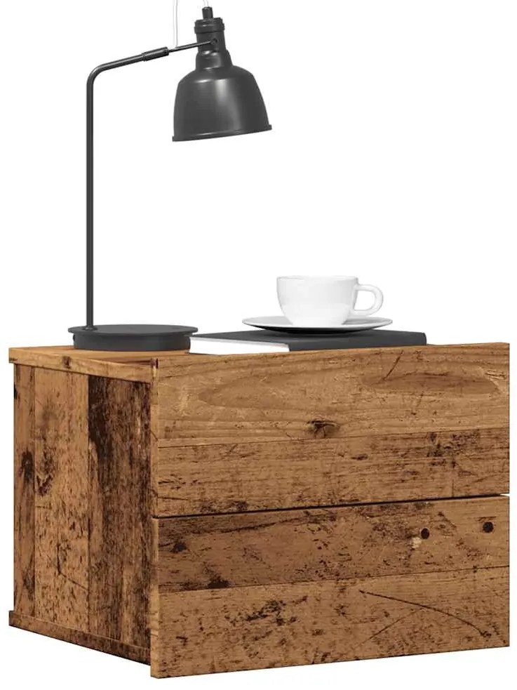 855945 vidaXL Стенни нощни шкафчета 2 бр. старо дърво 40x32x30 cm