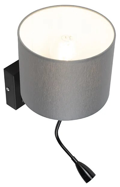 Модерна стенна лампа черна с сив абажур - Brescia