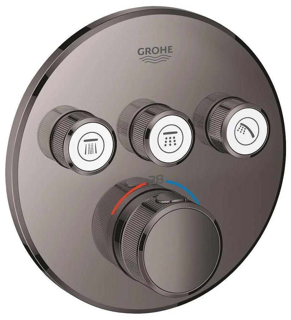 Термостат за вграждане 29121A00 Grohtherm SmartControl, Grohe, с 3 извода, графит