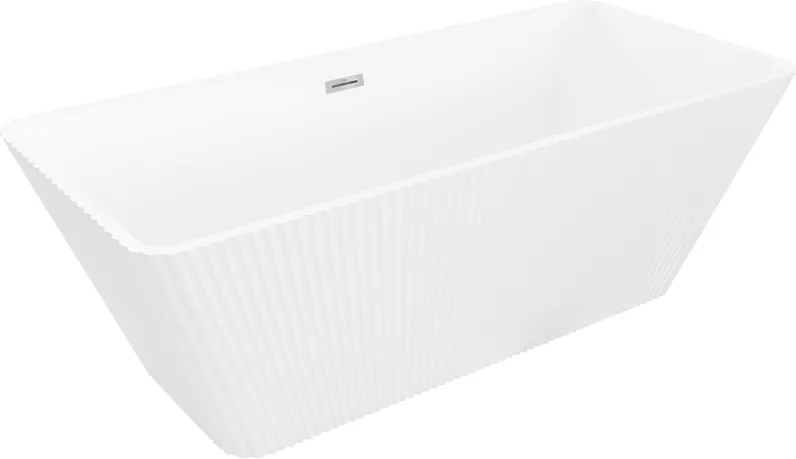 Mexen Tava свободностояща оребрена вана 170 x 75 cm, бяла, хромиран преливник - 52851707500-01