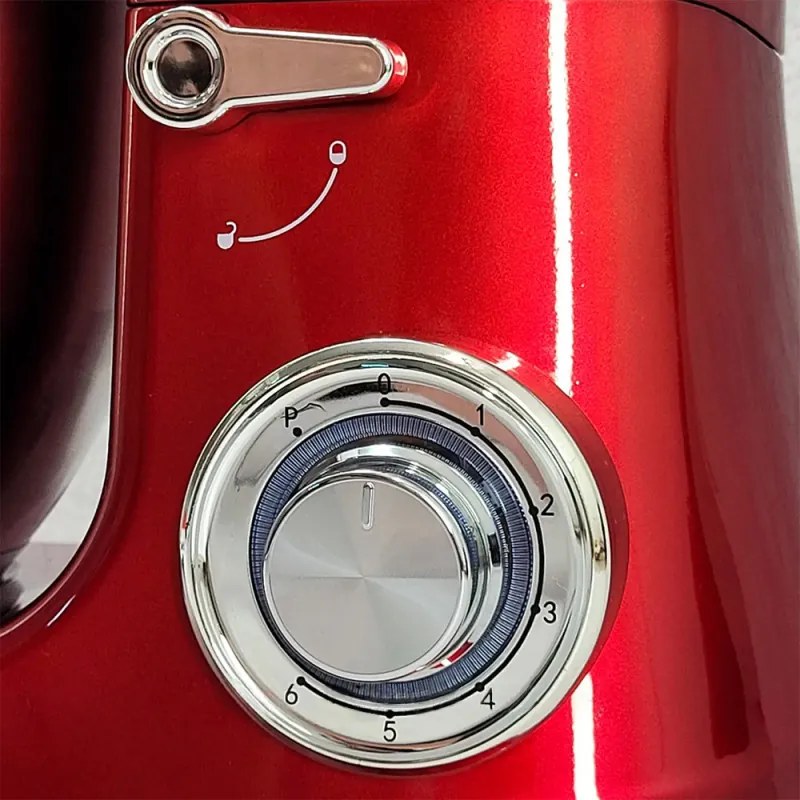Планетарен миксер Oliver Voltz OV51115A, 2100W, 7.5 литра, 6 скорости + Pulse, 3 бъркалки, Червен
