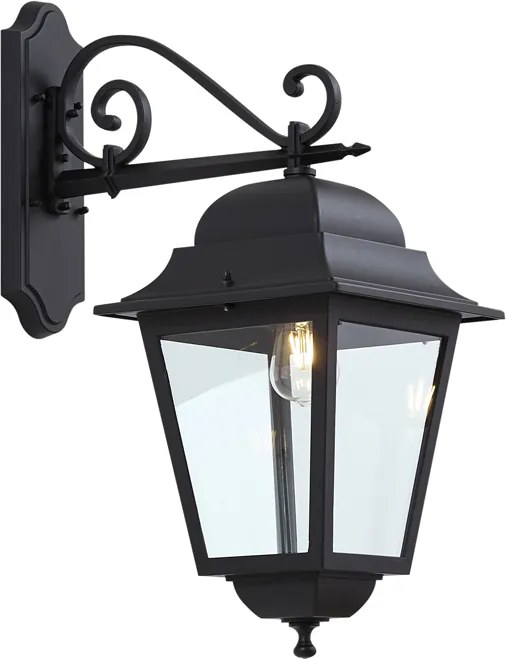 Класически външен стенен фенер черен IP44 - Big
