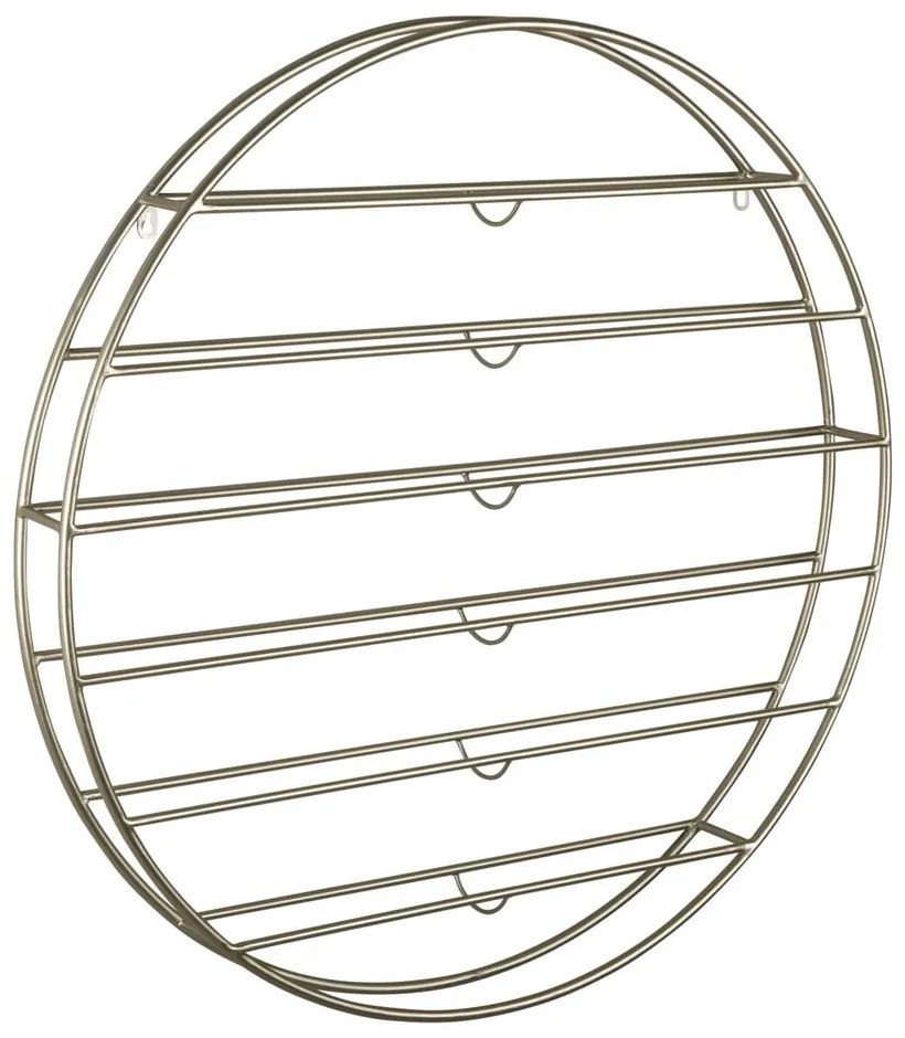 Стенен метален стелаж за вино в златист цвят брой бутилки 12 80x80x9 cm Redondo – PT LIVING