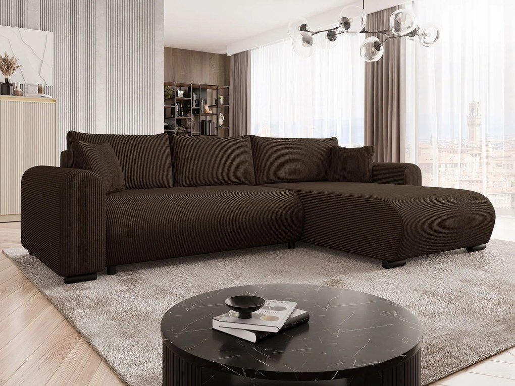 Ъглов диван Merkos-Тъмно кафяво