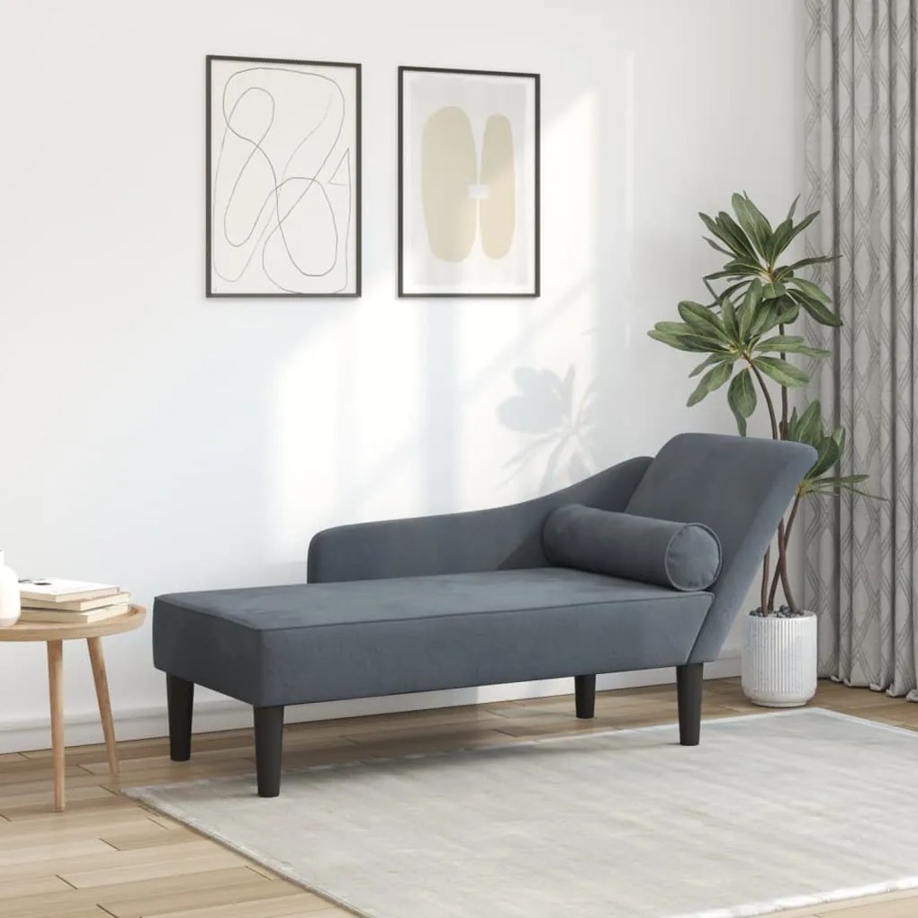4007589 vidaXL Кушетка с възглавници, тъмносива, кадифе